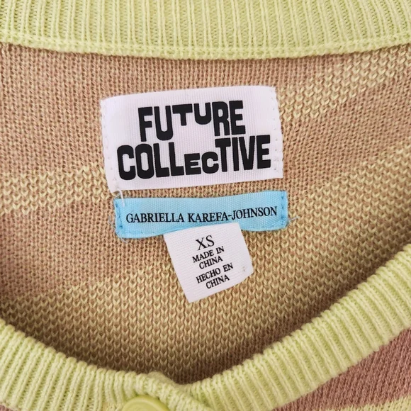 Future Collective Gabriella Karefa-Johnson Cardigan Neon Lime Green Tan Zebra XS - Picture 7 of 11